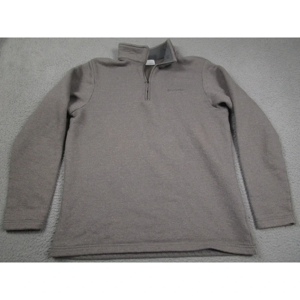 Columbia Sweater Mens Medium Gray 1/4 Zip Fleece‎ Pullover Outdoor Cotton Blend